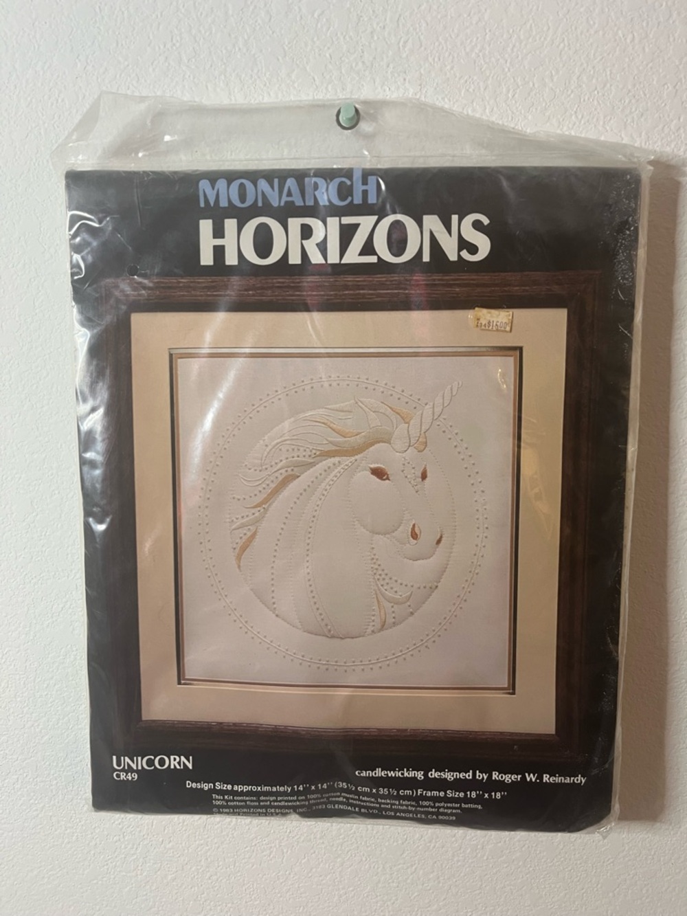 VTG 1980s Sealed Monarch Horizons Candlewicking Kit Unicorn Embroidery NEW Craft
